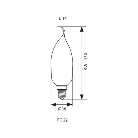 FC22 9W E14/ 2700K FLAME CANDLE