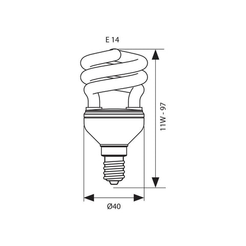 BS26 11W E14/ 6400K  BRIGHT SPIRAL