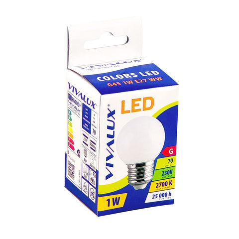 CL G45 1W E27 WW 2700K COLORS LED