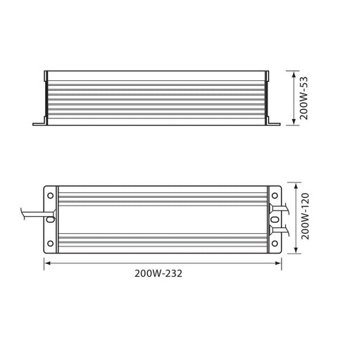 PPD 200W LED in 170-264V out 12VDC IP67