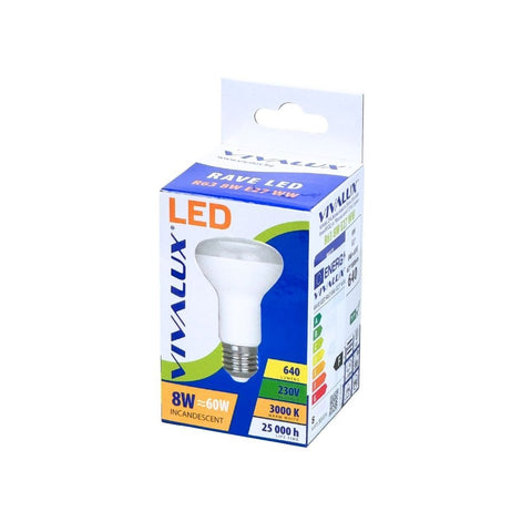 RAVE LED R63 8W E27 WW 3000K
