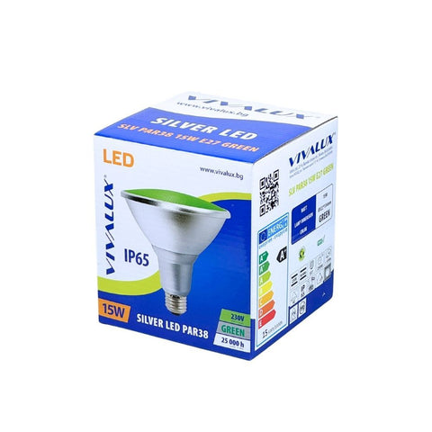 SILVER LED PAR38 15W E27 GREEN