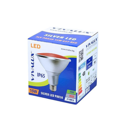 SILVER LED PAR38 15W E27 RED