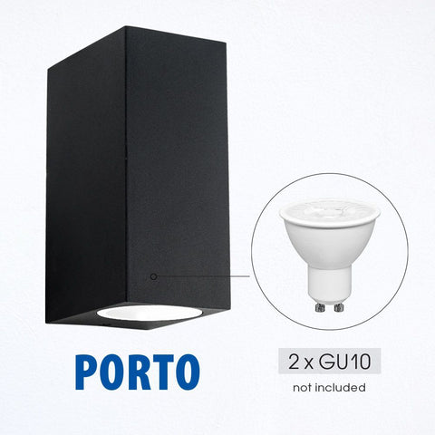PORTO/SQ 2xGU10 BK IP44