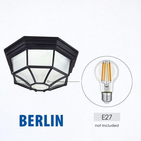 BERLIN 1xE27 BK IP44