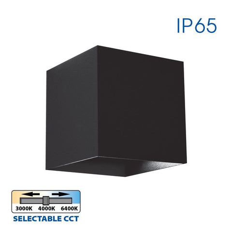 STARK LED 2x3W SQ/BK CCT-switch IP65