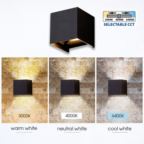 STARK LED 2x3W SQ/BK CCT-switch IP65