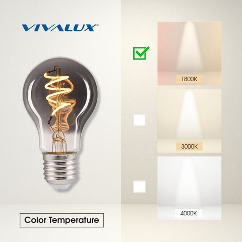 AFS60 LED 4W E27 1800K FLICK SMOKE LED